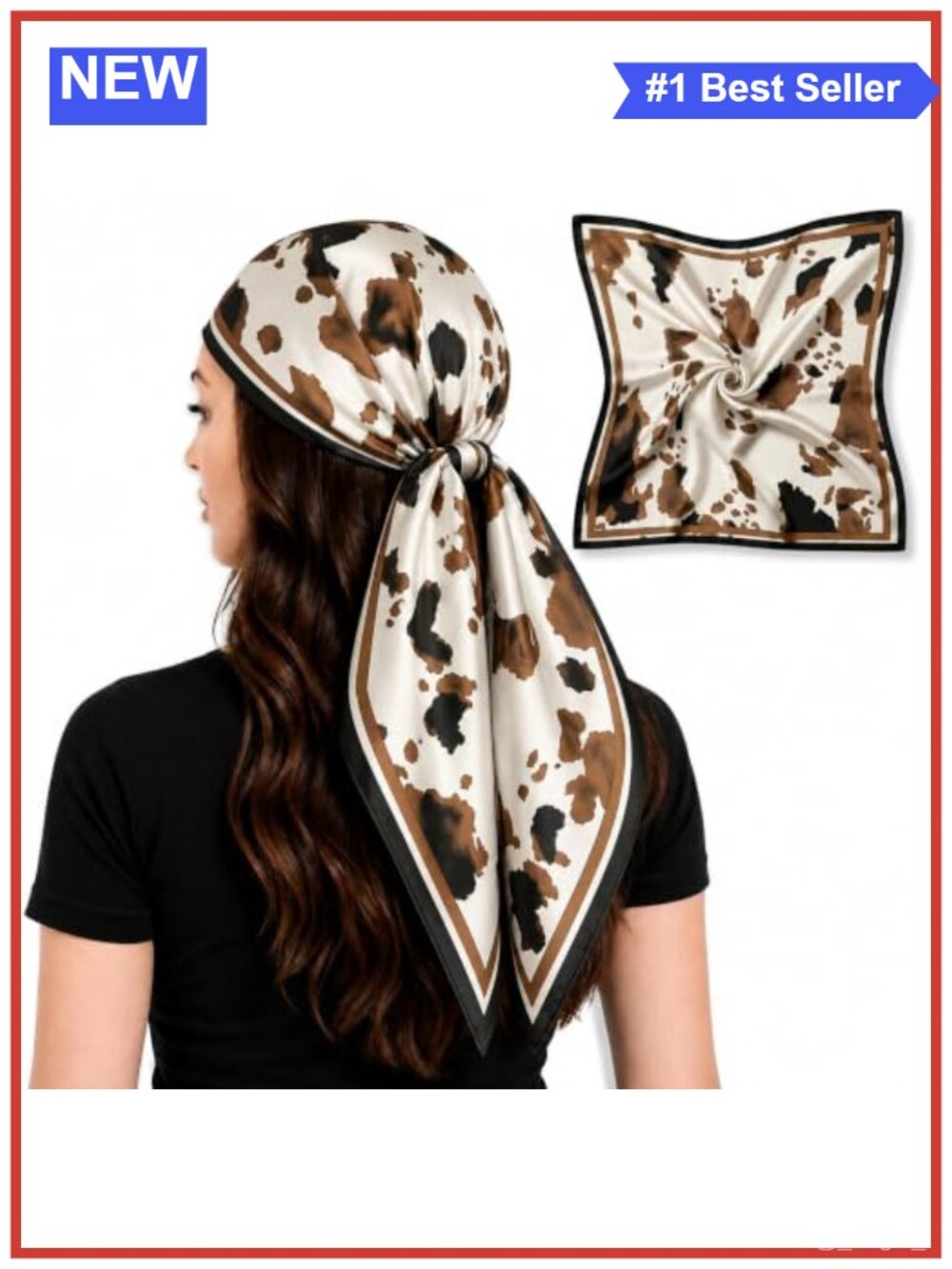 Silk-Like Satin Head Scarf 35" Square Hair Wrap for Sleeping Styling